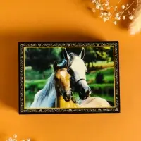 Шкатулка &laquo;Лошадь с жеребёнком&raquo;, 10&times;14 см, лаковая миниатюра