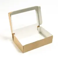 Упаковка для продуктов, крафт с окном, 23&times;14&times;6 см, 1.9 л