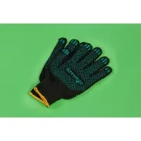Перчатки садовые, хб, вязка 7 класс, 4 нити, размер 9, с ПВХ точками, чёрные, Greengo