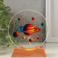 Сувенир стекло свет "Диск. Планетарий" 5хLED d=10 см, USB, цветной 10х4х11,4 см