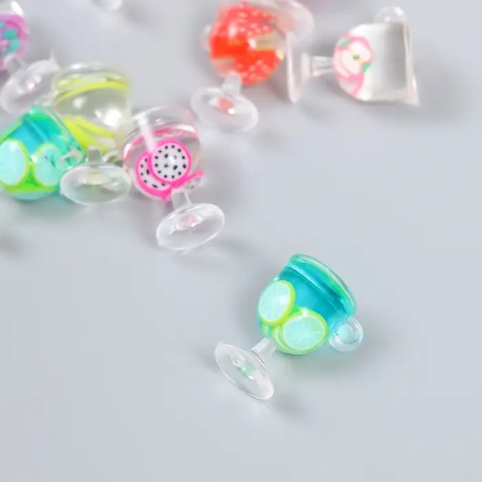 Декор для творчества пластик "Лимонад в бокале" МИКС 2х1,5х1,1 см