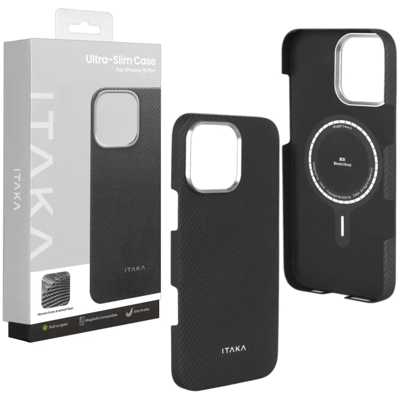 Чехол iPh 16 Pro PITAKA Ultra-Slim Case Black/Grey