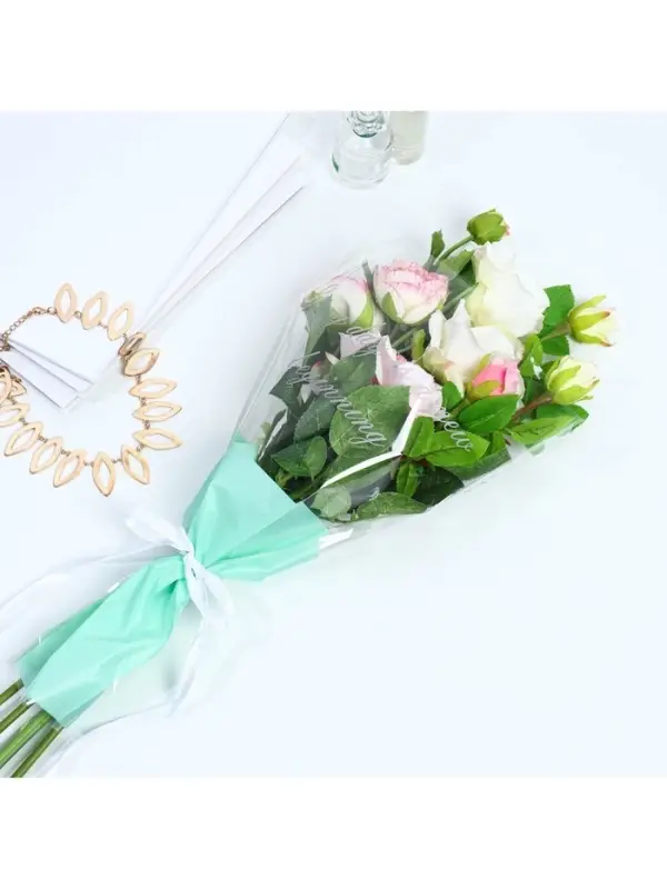 Пакет для цветов &laquo;Every day is a new beginning&raquo;, мятный, 30 х 10 х 45 см