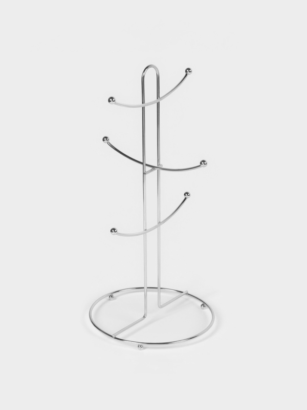 Сушилка для кружек 6 крючков 17х17х36 см, цвет хром