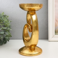 Подсвеник полистоун на 1 свечу "Петля" золото 10,5х10,5х20,5 см