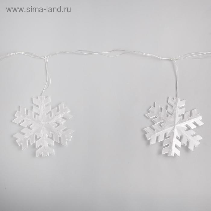 Гирлянда &laquo;Нить&raquo; 2 м с насадками &laquo;Снежинка матовая&raquo;, IP20, прозрачная нить, 36 LED, свечение синее, 220 В