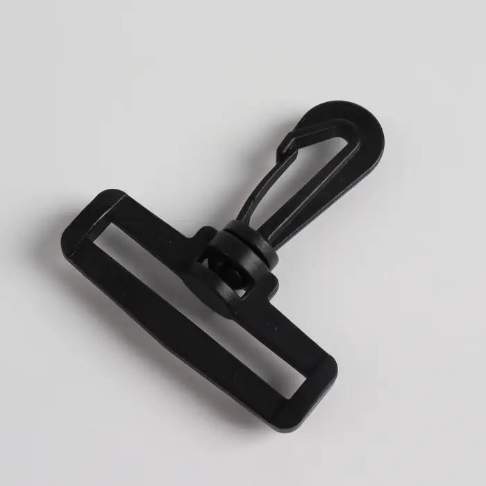 Карабин пластиковый, нагрузка до 35 кг, 60&times;65 мм / 50&times;5 мм, 2 шт., чёрный