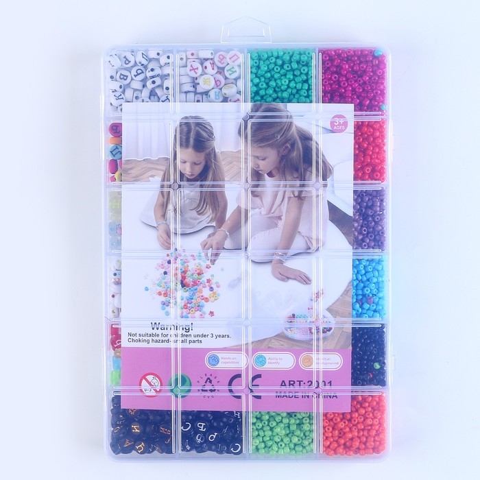 Набор для создания украшений, набор цвета, 24 вида бусин, леска, ножницы, пинцет