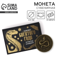 Монета в коробочке новогодняя &laquo;Богатого года&raquo; на Новый год, диам. 2.5 см