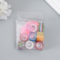 Клейкая лента декоративная с держателем (набор 8 шт) ширина 1,2 см длина 2,8 метра МИКС