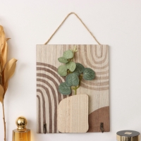 Крючки декоративные дерево "Абстракция. Прямоугольник. Цветок" 1,5х19,5х23,5 см