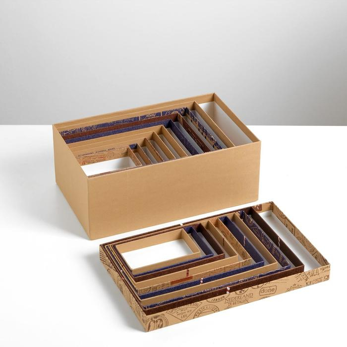 Набор крафтовых коробок 10 в 1, упаковка подарочная, &laquo;Почта&raquo;, 12 х 7 х 4 - 32.5 х 20 х 12.5 см