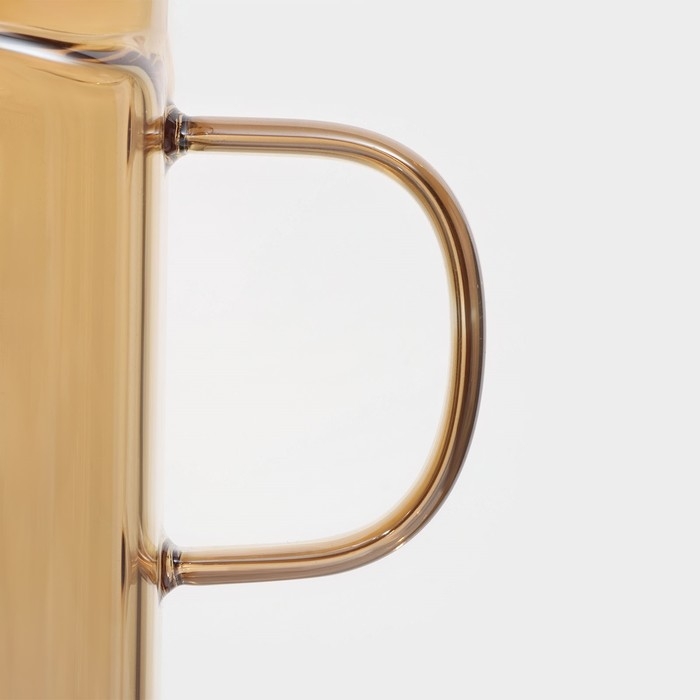 Банка стеклянная с ручкой, крышкой и трубочкой Magistro &laquo;Эко&raquo;, 620 мл, цвет золотой
