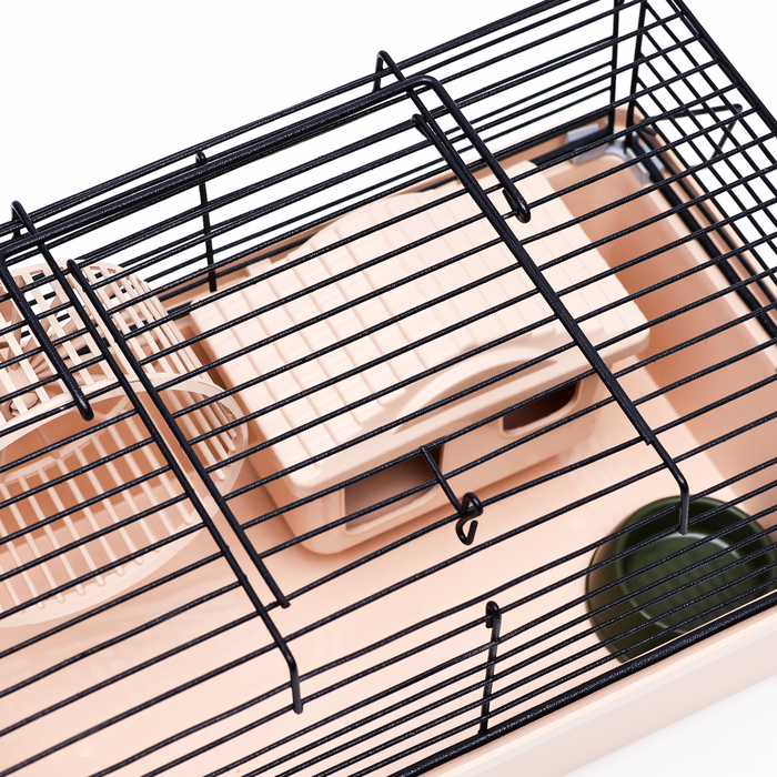 Клетка-мини для грызунов Клетка-мини для грызунов "Пижон" №1, укомплектованная, 27 х 15 х 13 см, бежевая