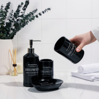 Набор аксессуаров для ванной комнаты &laquo;Лофт&raquo;, 4 предмета (мыльница, дозатор для мыла 420 мл, 2 стакана), цвет чёрный