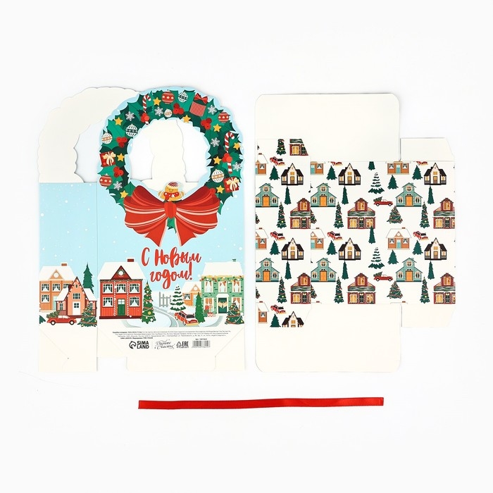 Коробка новогодняя складная &laquo;Новогодний город&raquo; 18.4 х 30.4 х 7.3 см, Новый год
