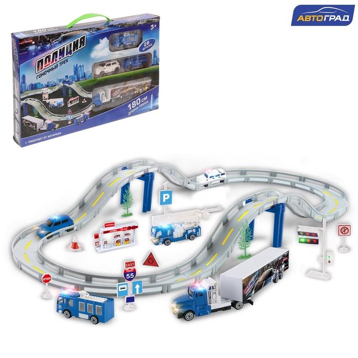 Автотрек &laquo;Полиция&raquo;, 1 машина работает от батареек + сменный кузов, длина трассы 180 см