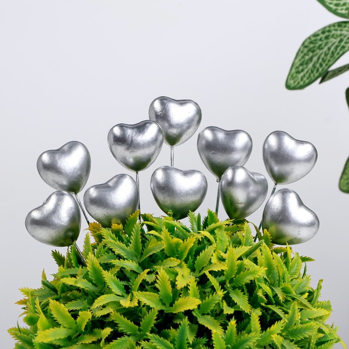 Штекер "Сердечко" серебристое, 3х1,5х2см / набор 30шт