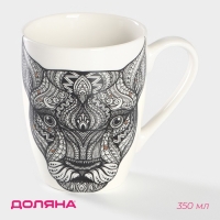 Кружка фарфоровая Доляна &laquo;Пантера&raquo;, 350 мл