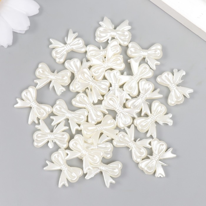 Декор для творчества пластик "Бант" жемчужный набор 25  шт 1,4х1,8 см