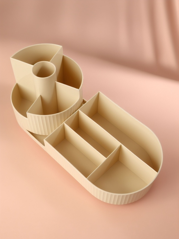 Органайзер 9секц ELIS вращающ 34,5*14,7*14,3см беж/серебр к/кор накл QF