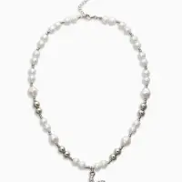 Кулон на жемчужных бусах "Морская звезда", цвет белый в серебре