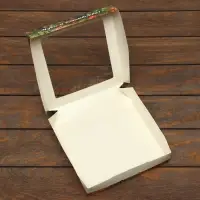 Коробка складная, подарочная новогодняя с окном Merry christmas 20&times;20&times;4 см