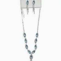 Набор 2 предмета: серьги, колье &laquo;Вечерний шик. Лепестки&raquo;, бело-небесно-голубой в серебре