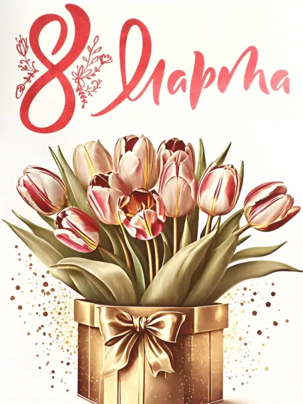 Пакет подарочный крафт &laquo;С 8 Марта!&raquo;, 21 х 11 х 27 см