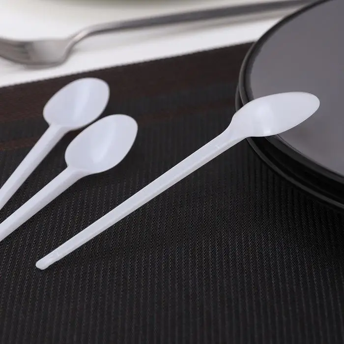 Набор пластиковых одноразовых ложек чайных Мистерия, 12.5 см, 12 шт., белый