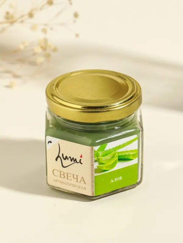 Свеча ароматическая в банке 70 гр воска, алое