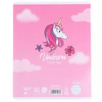 Тетрадь в линейку 24 листа, 5 видов МИКС, тиснение, обложка мелованный картон, &laquo;Минни Маус и единорог&raquo;