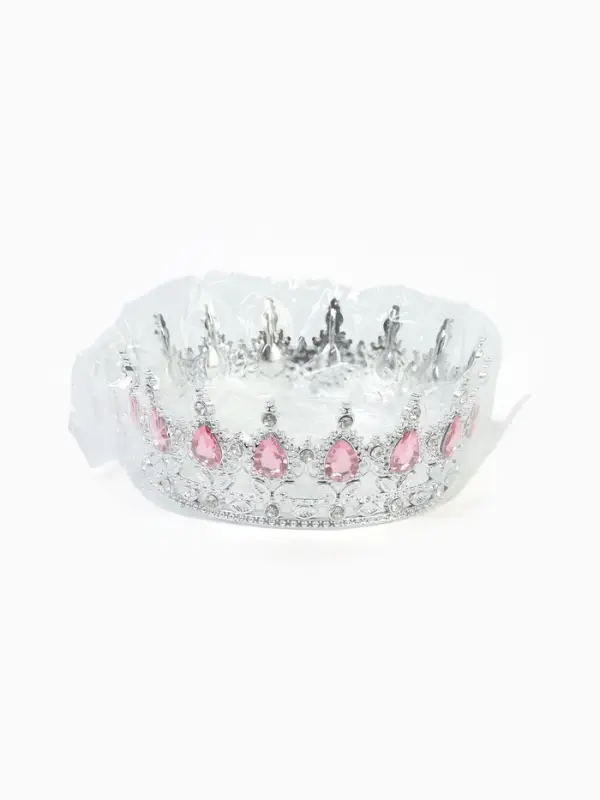 Корона для торта ( Серебро с розовыми камнями)