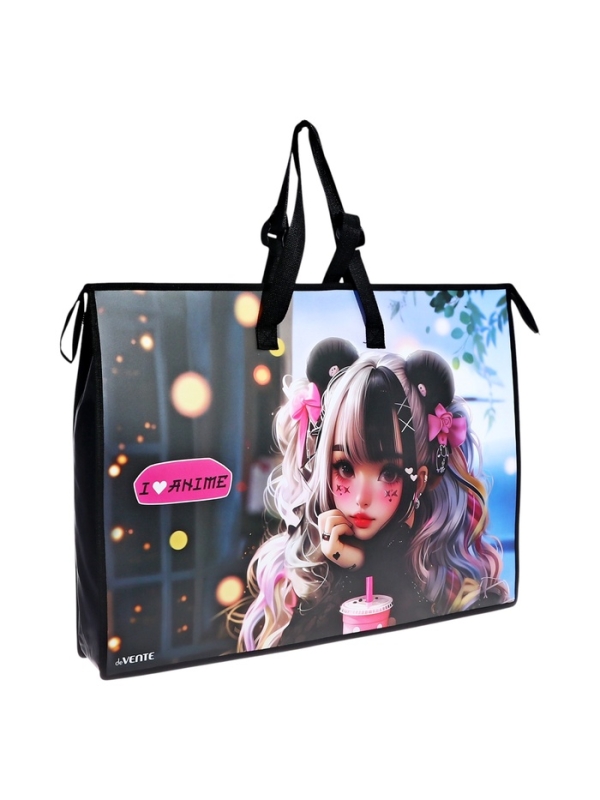 Папка А2 , 650х470х100 мм, deVENTE "I Love Anime", с ручками, пластиковая, молния сверху, внутренний карман