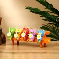 Сувенир "Котята на скамейке" дерево 19х8х6 см, цв. оранжевый