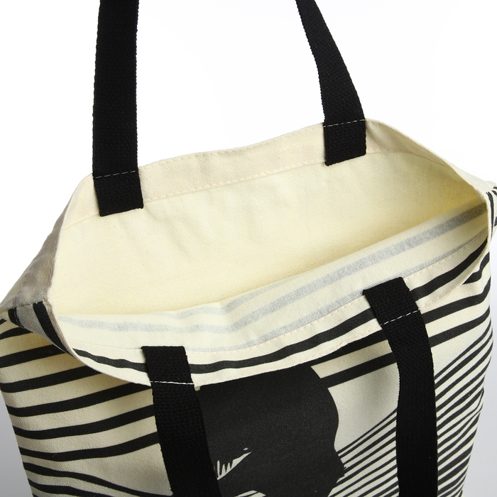 Сумка шопер без застёжки, из текстиля, цвет бежевый