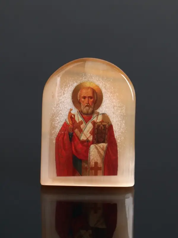 Икона Николай Чудотворец, 6х5 см, селенит