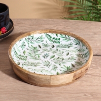 Блюдо " Оливковая ветвь" дерево манго 25х25х4,5 см