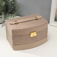 Шкатулка кожзам для украшений "Мокко" комбинированная 13х15х21,5 см