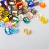 Бисер круглый 6/0 в бутылочке "Разноцветный" прозрачно-цветной 20 гр