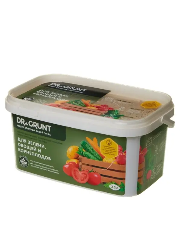 Удобрение минеральное для зелени, овошей, корнеплодов, Dr.Grunt, ведро, 3.3 л