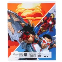 Тетрадь в линейку 24 листа, 5 видов МИКС, обложка мелованный картон, &laquo;Мстители&raquo;