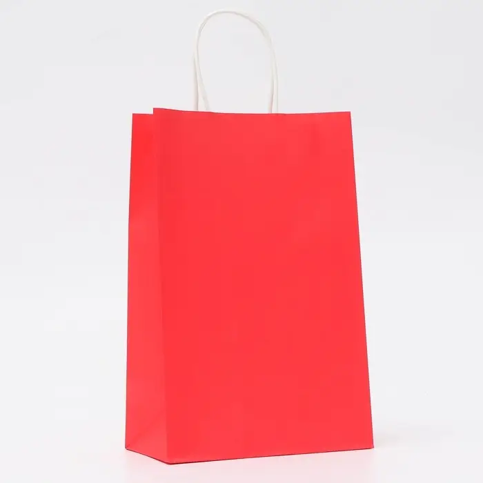 Пакет крафт красный, круглая ручка, 22&times;13&times;32 см, 120 г
