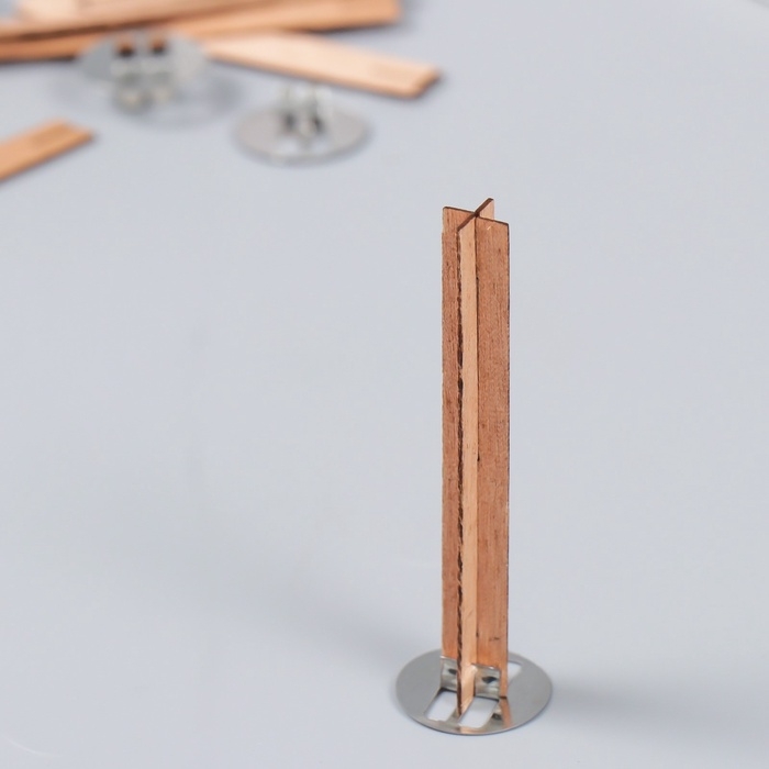 Фитиль с держателем двойной для свечи дерево набор 5 шт 1х8 см