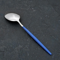 Ложка столовая из нержавеющей стали Magistro &laquo;Блинк&raquo;, длина 22 см, на подвесе, цвет серебряный, синяя ручка