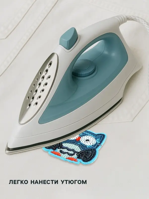 Термоаппликация &laquo;Сова&raquo;, с пайетками, 6&times;5.3 см, синяя