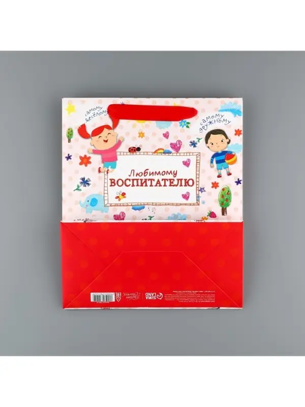 Пакет подарочный ламинированный, упаковка, &laquo;Любимому воспитателю&raquo;, ML 27 х 23 х 11.5 см
