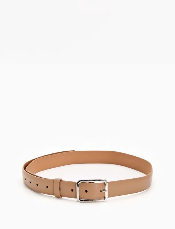 Ремень жен 05-01-02-01, Июнь2505, 3*0,3*110 см, без винта, пряж мат металл, 1 прокол, бежев   109031