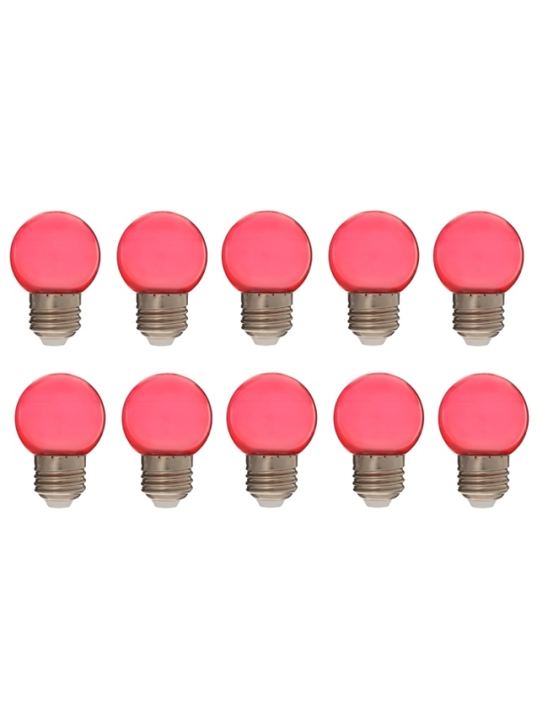 Лампа светодиодная, G45, Е27, 1.5 Вт, для белт-лайта, прозрачная, красная, набор 10 шт Лампа светодиодная, G45, Е27, 1.5 Вт, для белт-лайта, прозрачная, красная, набор 10 шт