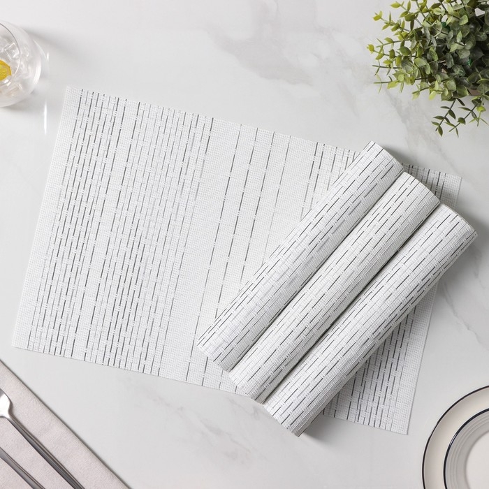 Салфетки сервировочные на стол Доляна &laquo;Ян&raquo;, 4 шт, 30&times;45 см, цвет белый